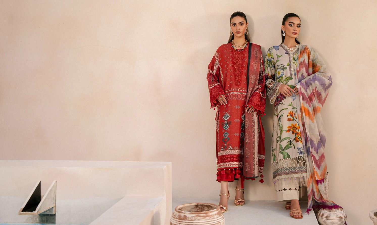 winter khaddar dress design in pakistan Denim Blue Khaddar Suit | Maryam Hussain Pakistani Winter Dresses