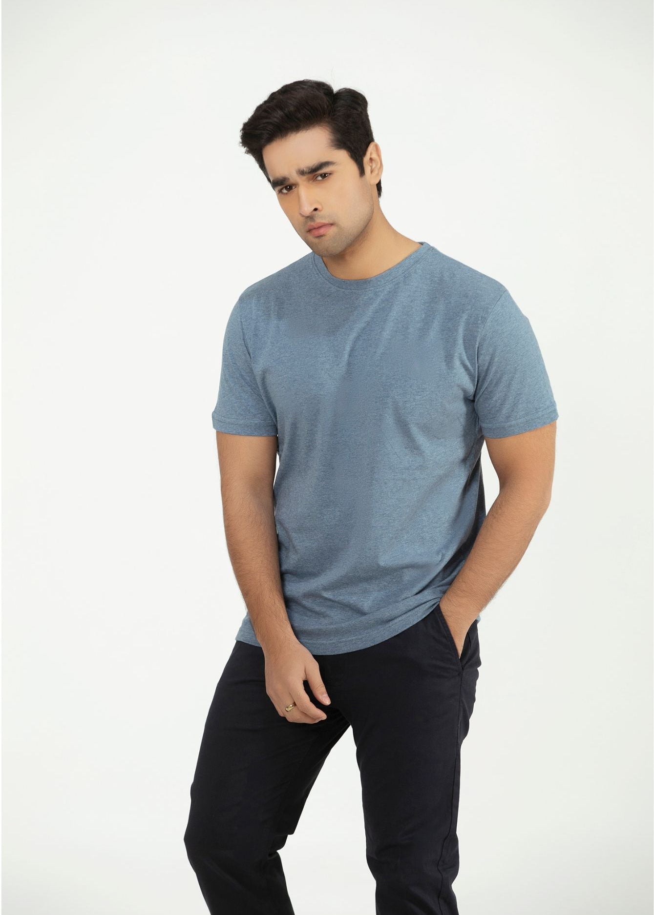 Picture of GTS-B4051-24 T-SHIRT H/SLV BLUE MARL - Chenone Official - Online Shopping