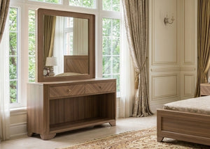Jupiter dresser with mirror and lamp, wood finish, cabinet doors
