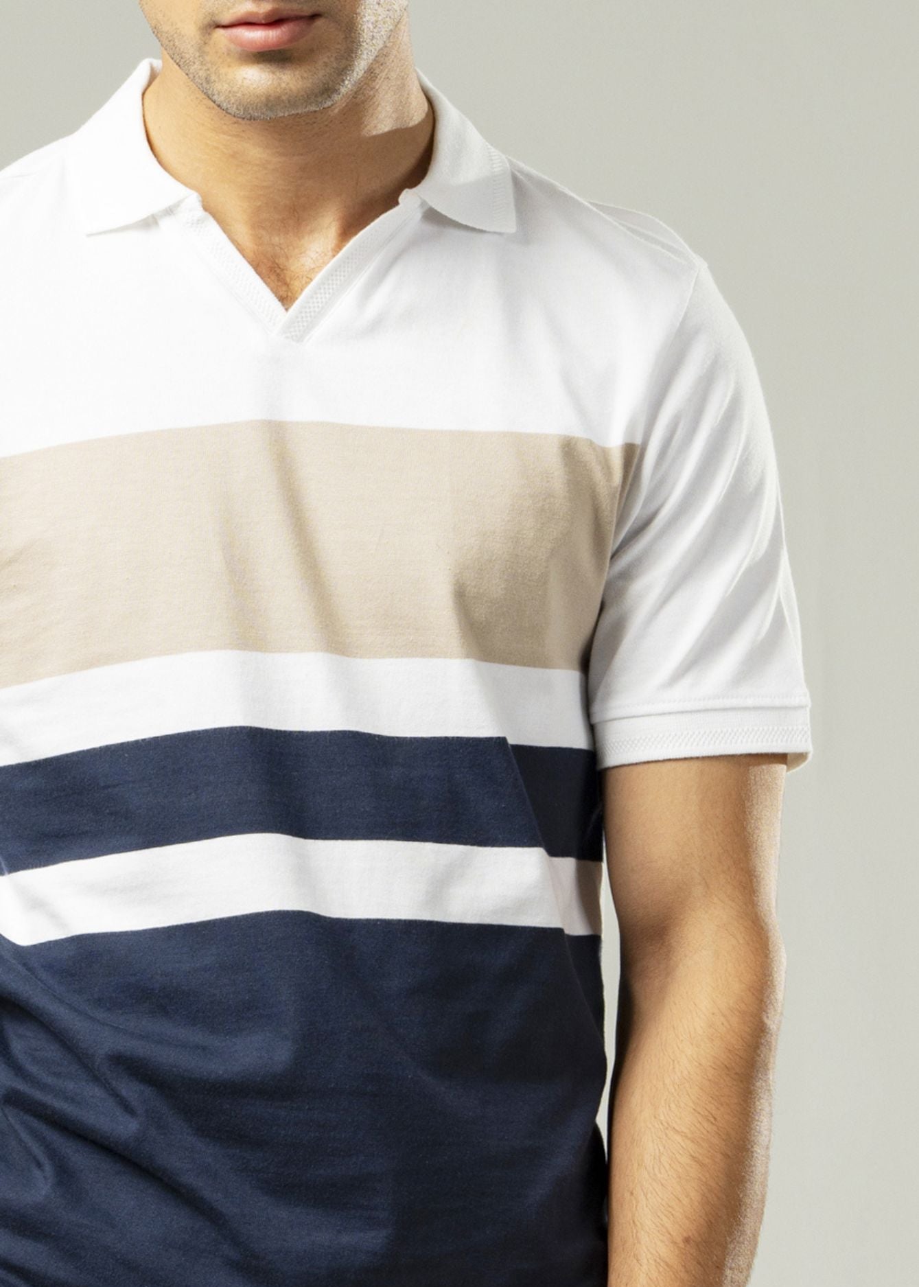 Picture of GTS-B4227 POLO SHIRT H/SLV BLUE STRIPE - Chenone Official - Online Shopping