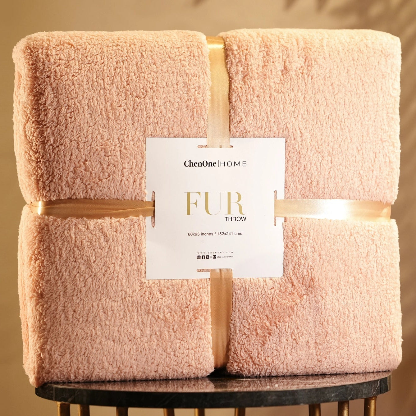 Picture of FUR THROW BLUSH PINK IMP FUR THROW-24 - Chenone Official - Online Shopping