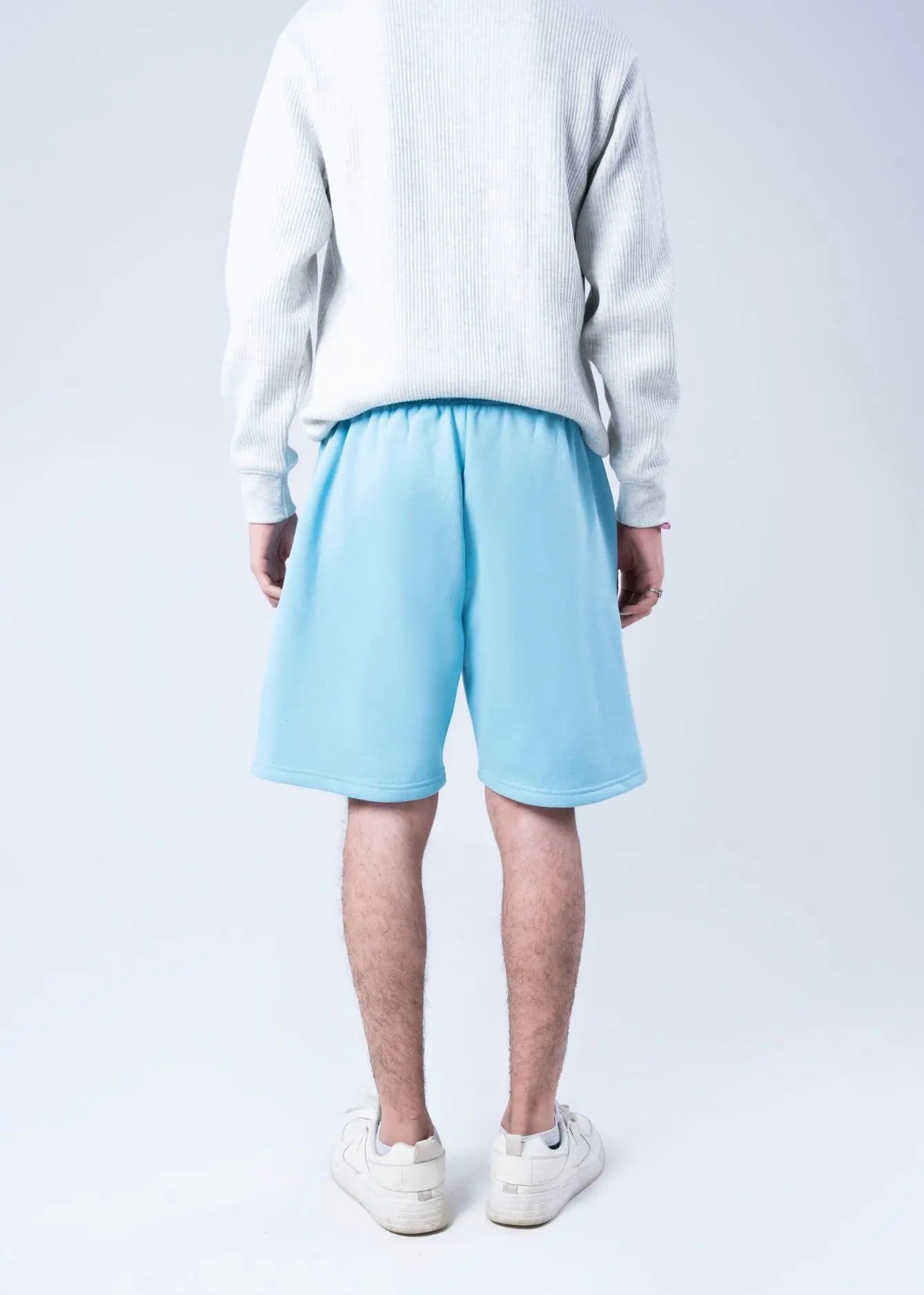 KNITTED CASUAL SHORT SKY BLUE - GTS-B4325