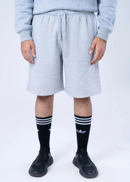 KNITTED CASUAL SHORT GREY MELANGE - GTS-B4325