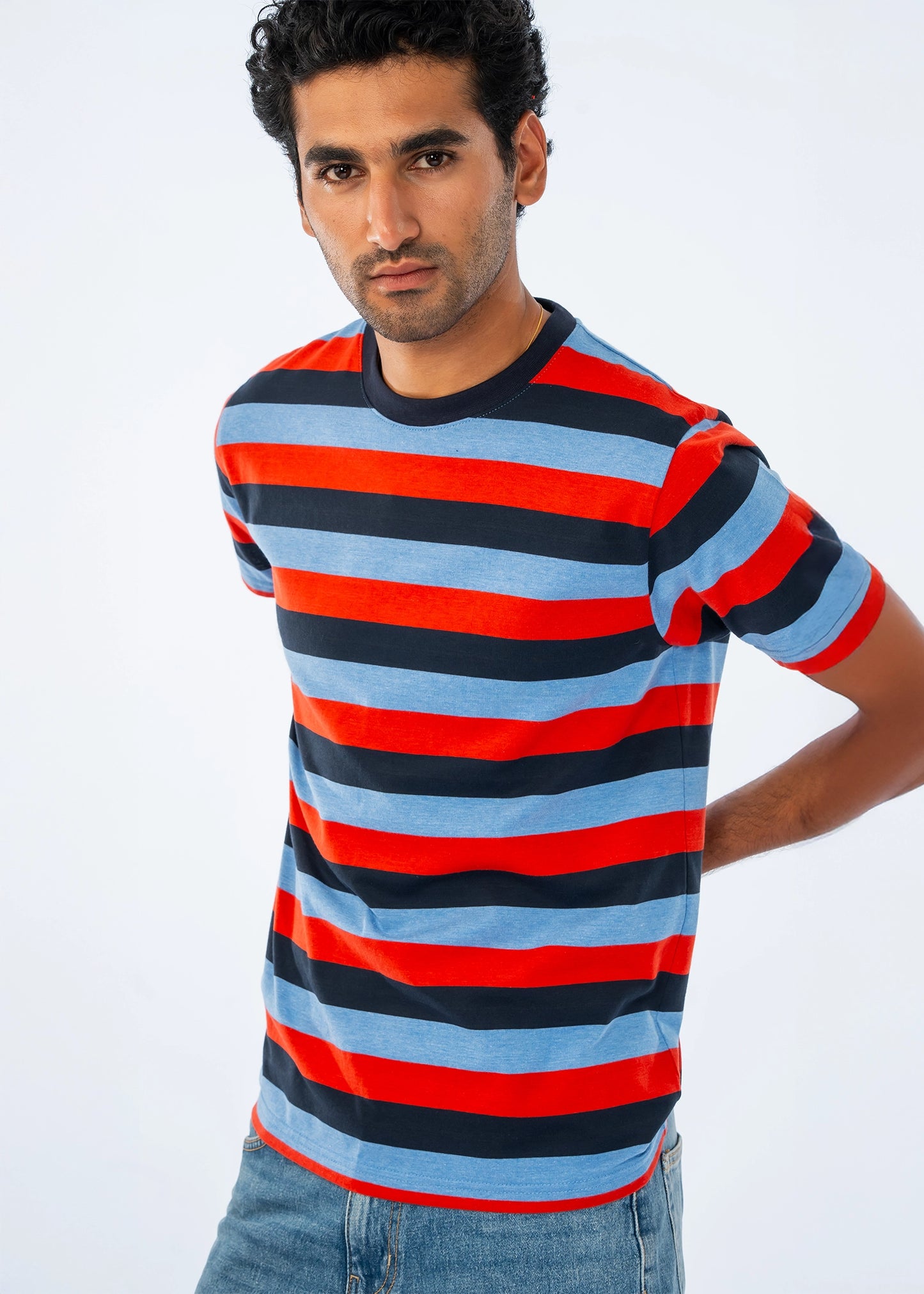 T-SHIRT NAVY/RED STRIPE - GTS-B4344