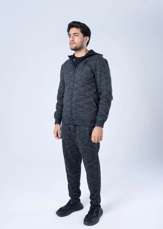 PULL ON TROUSER KNITTED BLACK MELANGE - GTS-B4306