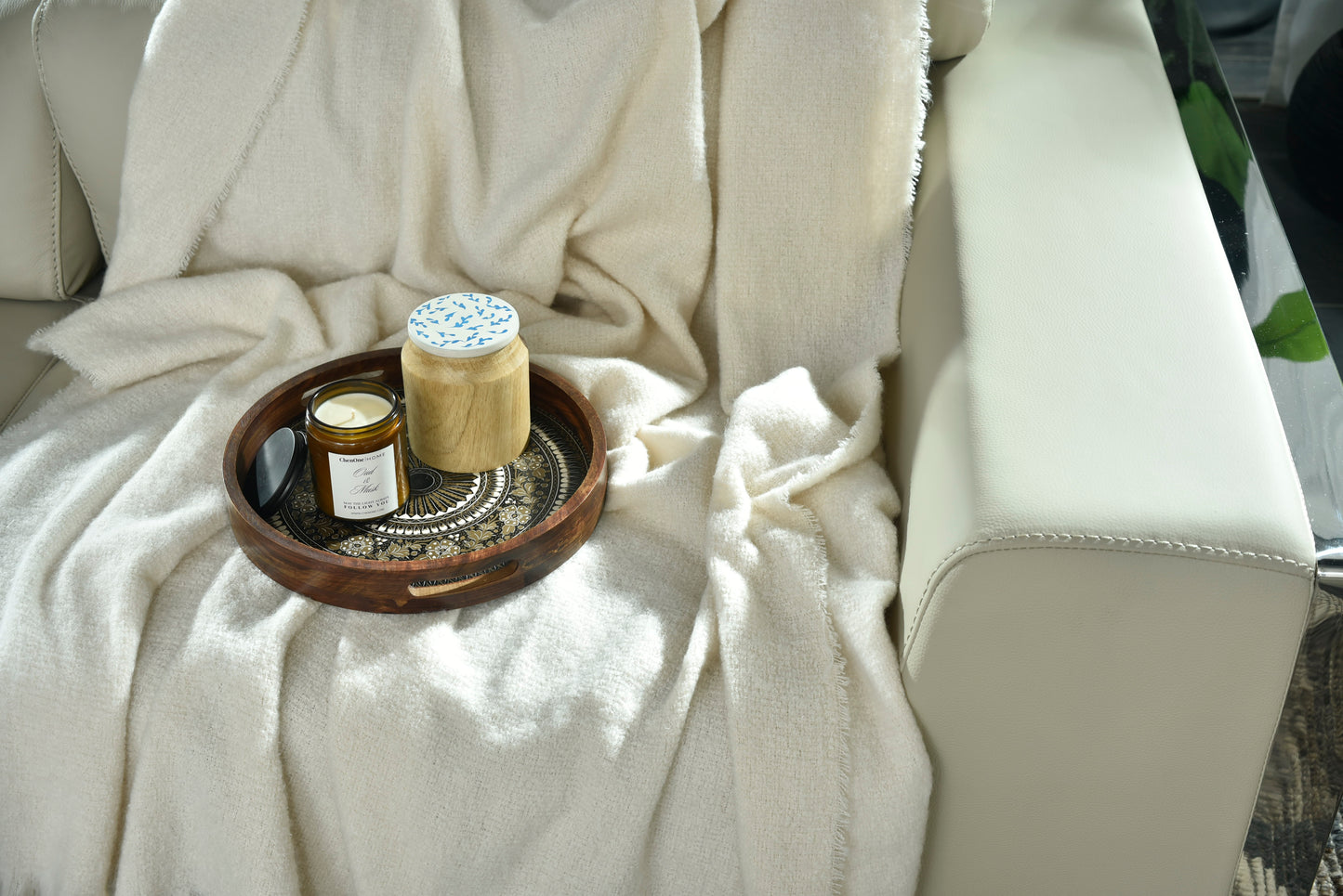 NATURAL KNITTED THROW-25 - S-QS096