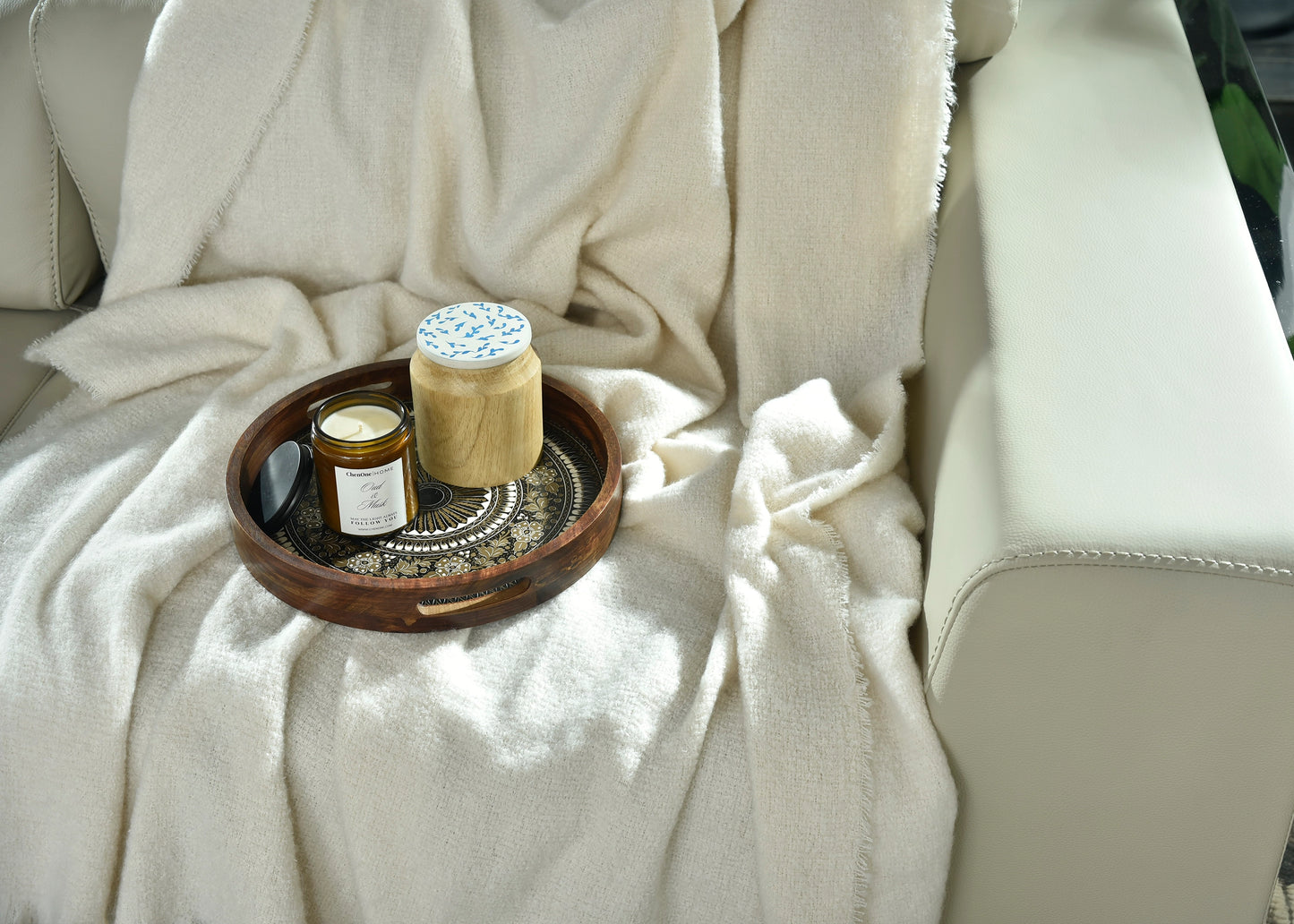 NATURAL KNITTED THROW-25 - S-QS096