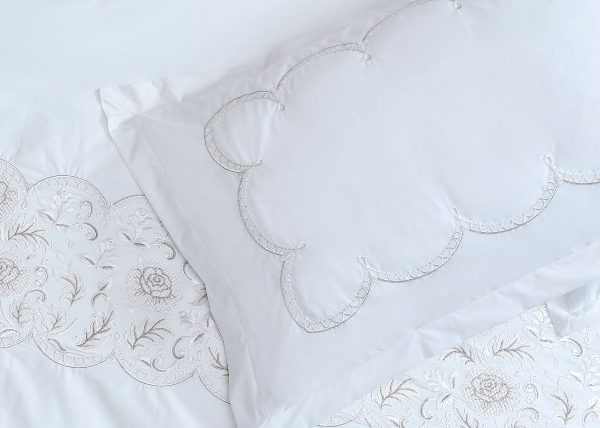 7 Pcs Duvet Cover Set Queen White Swan