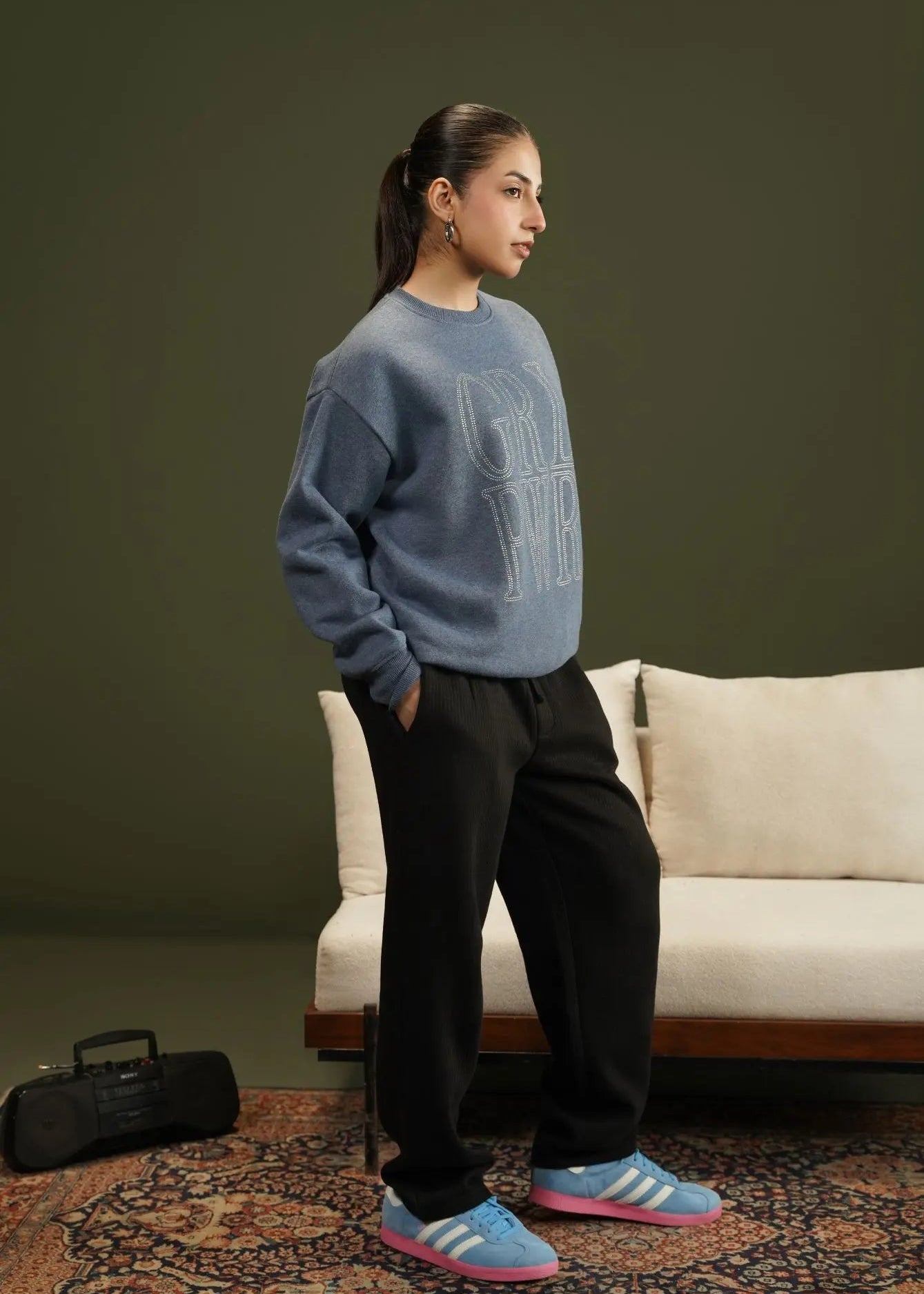 SWEATSHIRT KNITTED BLUE - LDS-A1785