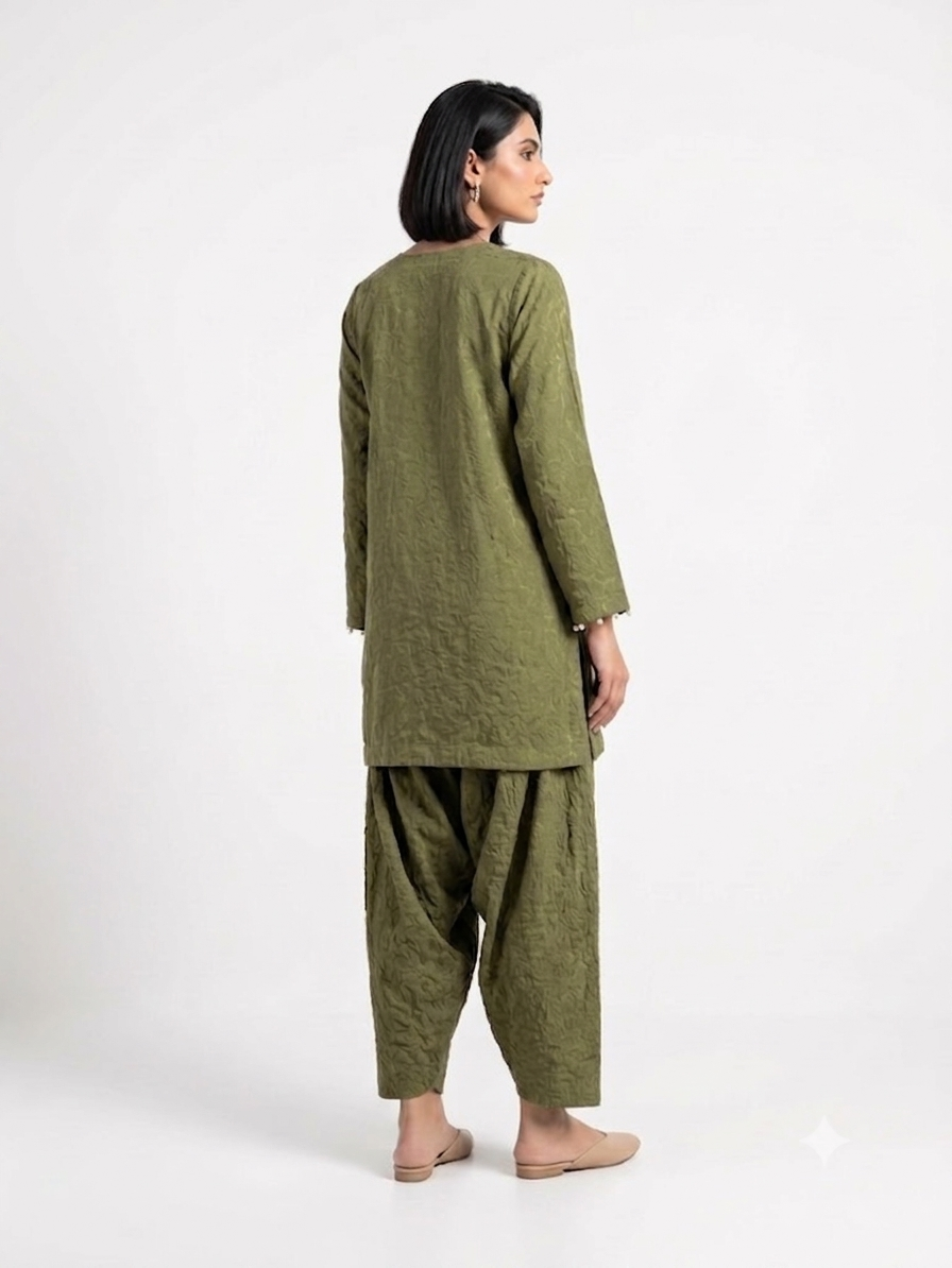LDS-7207 CO-ORD SET OLIVE GREEN