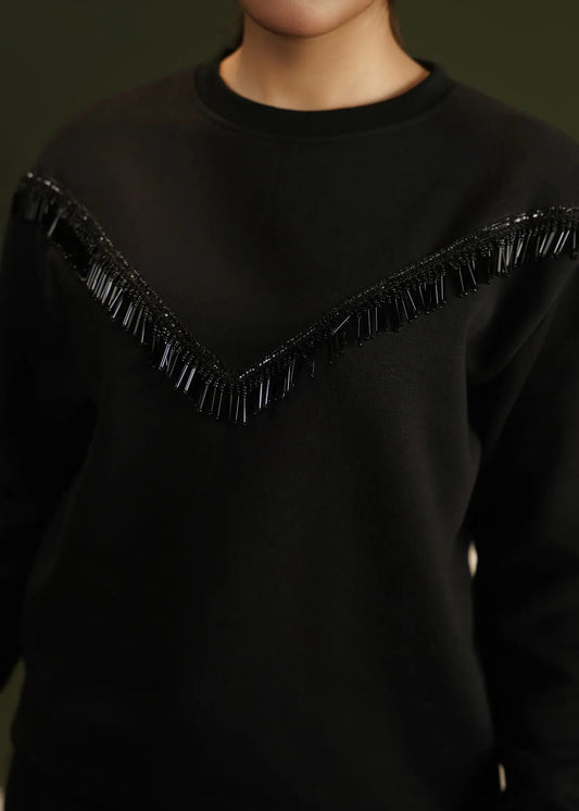 SWEAT SHIRT KNITTED BLACK - LDS-A1784