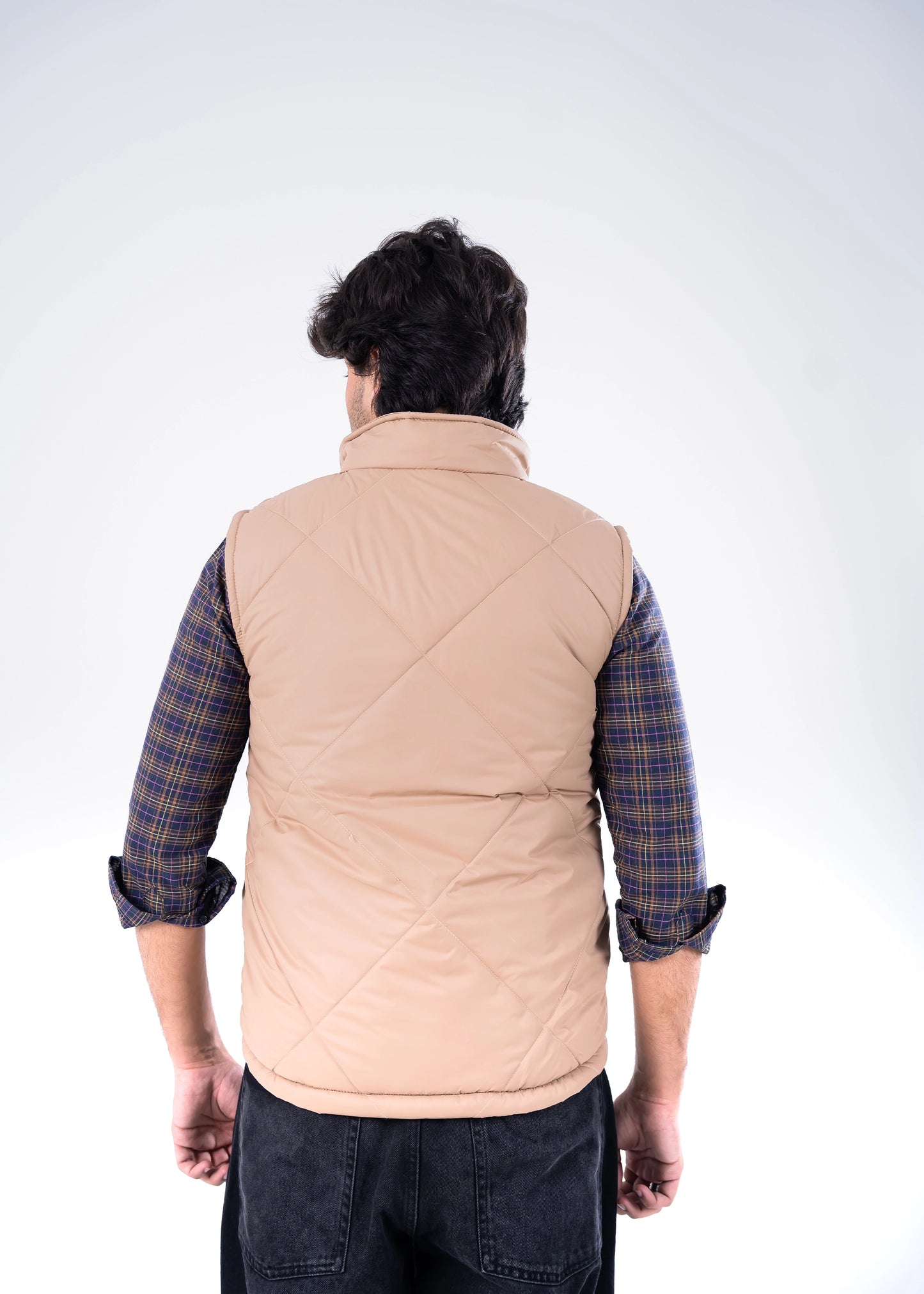 BUBBLE/QUILTED JACKET H/SLV BEIGE - GTS-6385