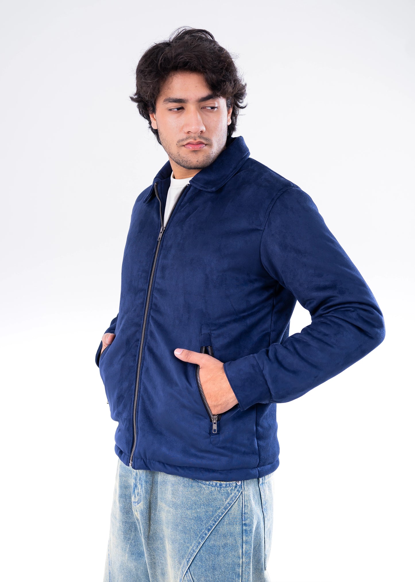 SUEDE JACKET NAVY GTS-6387