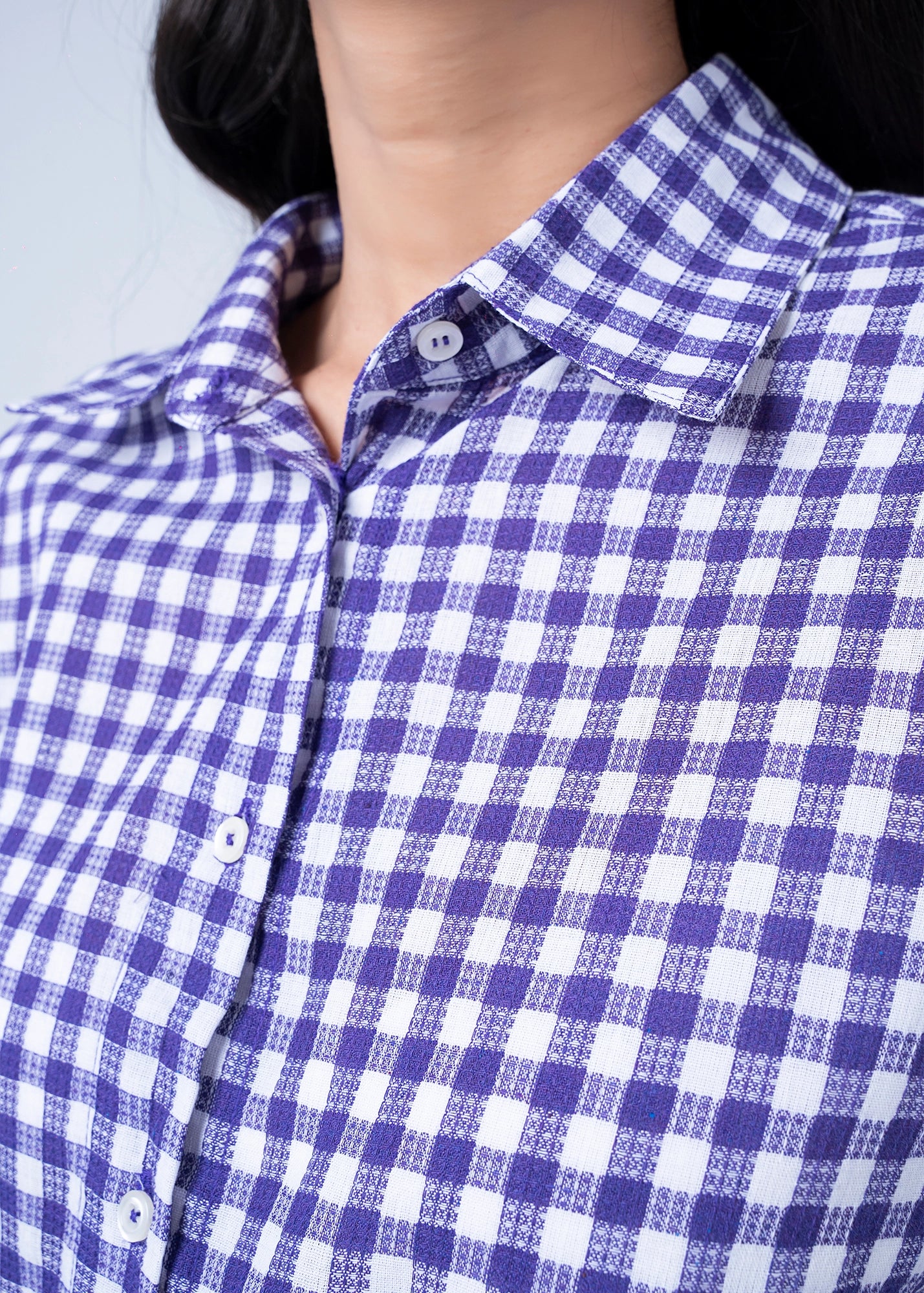 WOVEN TOP PURPLE CHECK - LDS-7100