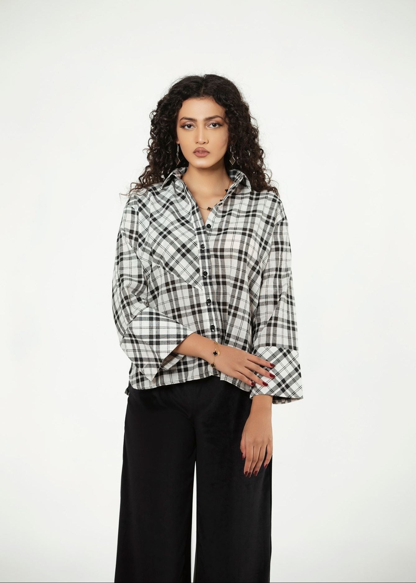 Picture of LDS-6964 FASHION TOP BLACK CHECK - Chenone Official - Online Shopping