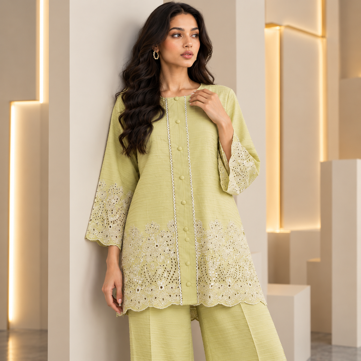 Women's winter Co-ord set Lime Green