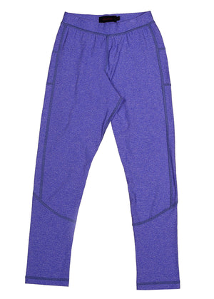 Girls' purple jegging pants with stretch knit and faux seam detailing, ankle length