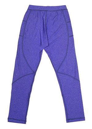 Girls' purple jegging pants with elastic waistband and stretch knit panels, ankle length