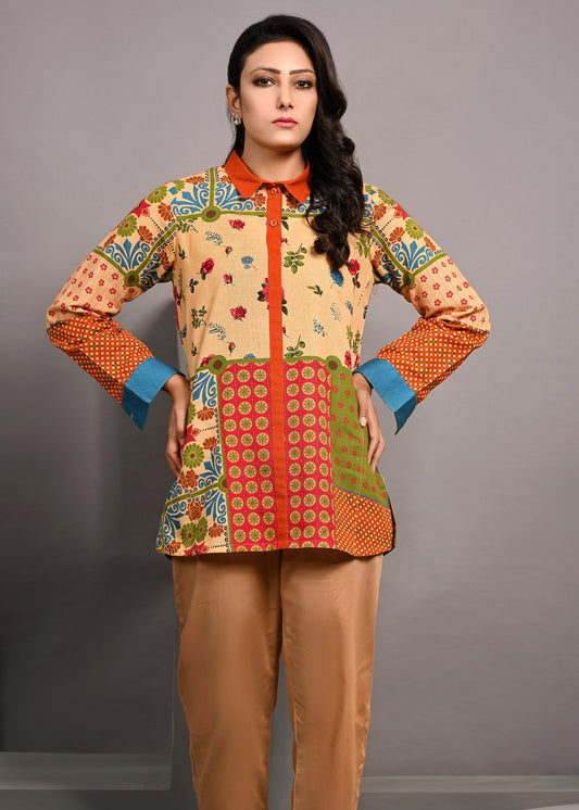 Picture of LDS-6268 SHORT SHIRT ROSE GARDEN BEIGE - Chenone Official - Online Shopping