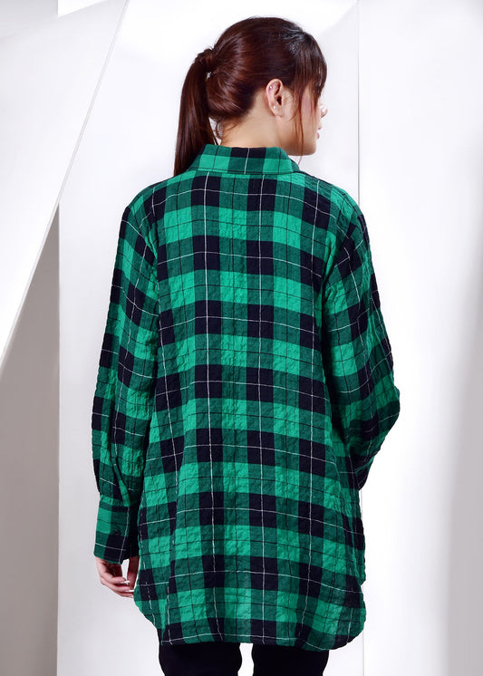 Picture of LDS-6490 WESTERN SHIRT CASUAL GREEN CHECK - Chenone Official - Online Shopping