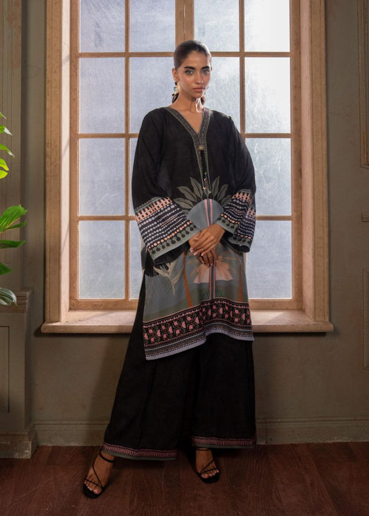 2 PCS SUIT BLACK PRINTED LDS-7168