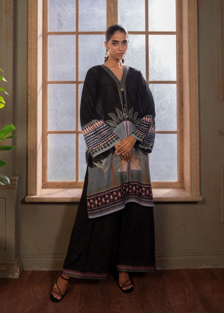 2 PCS SUIT BLACK PRINTED LDS-7168