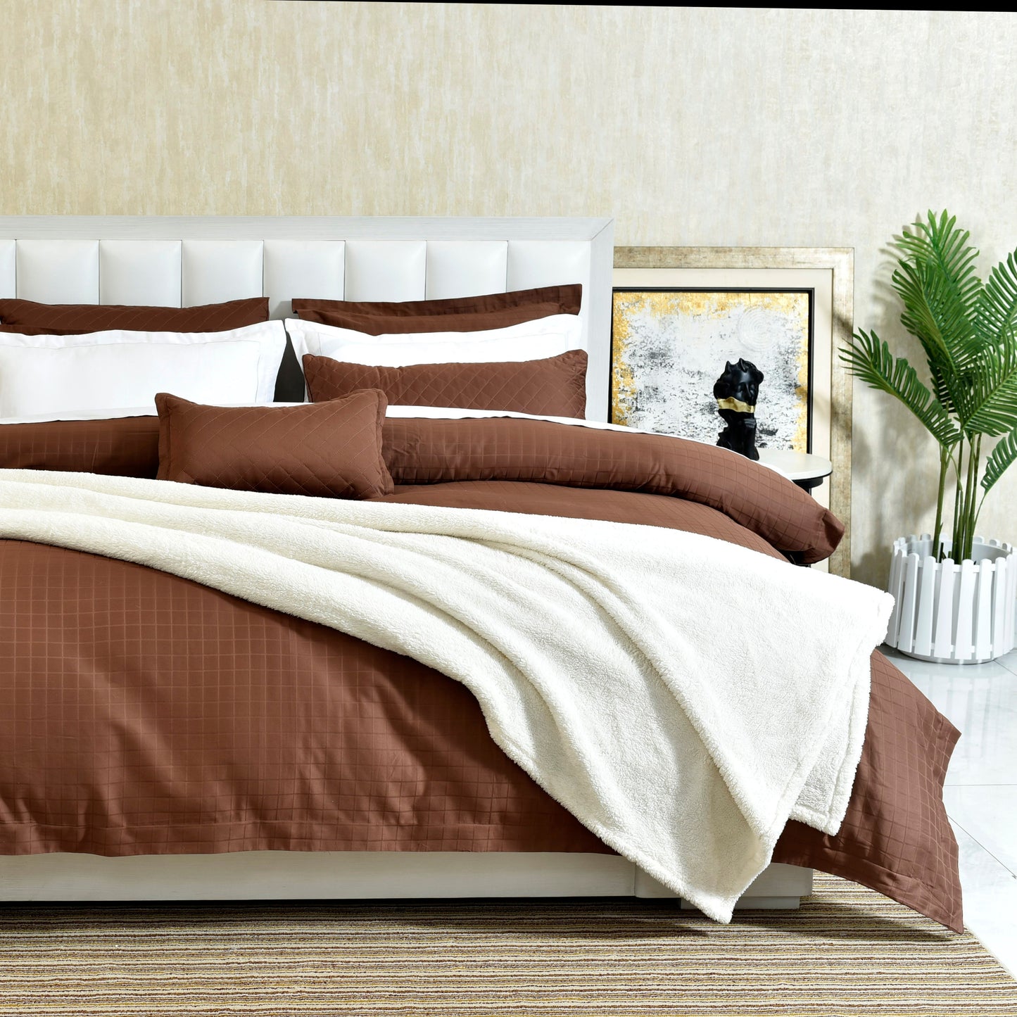 7 PCS DUVET COVER SET MOCCA-25N
