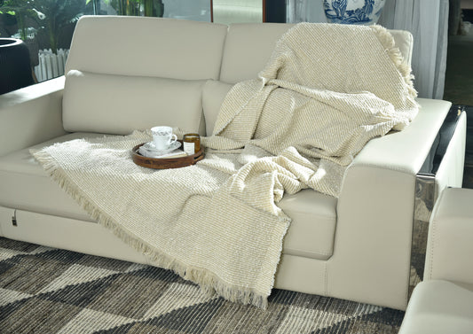 LIGHT TAUPE KNITTED THROW-25 - S-A084