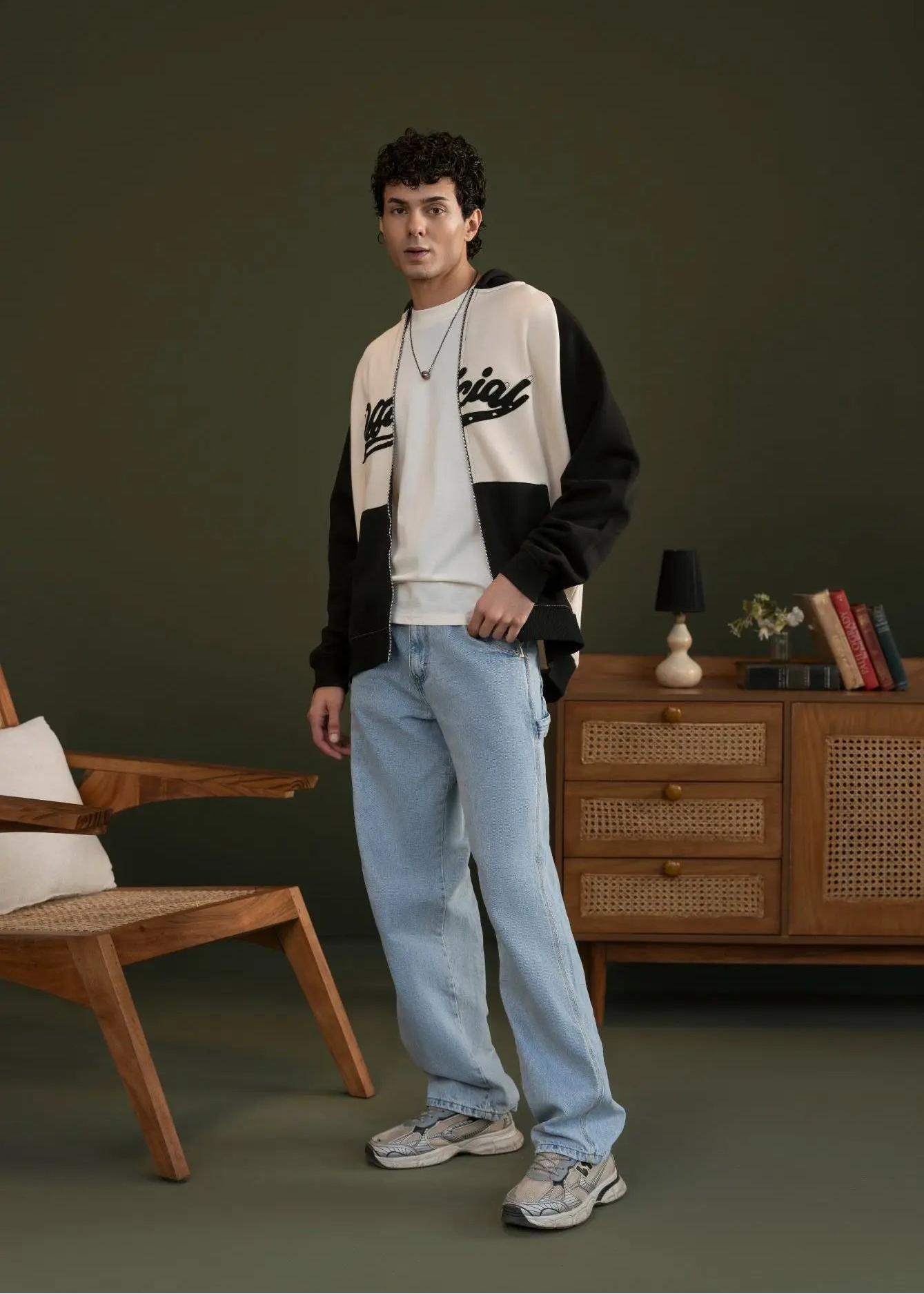 PULL OVER HOODIE KNITTED BLACK & STONE - GTS-B4295