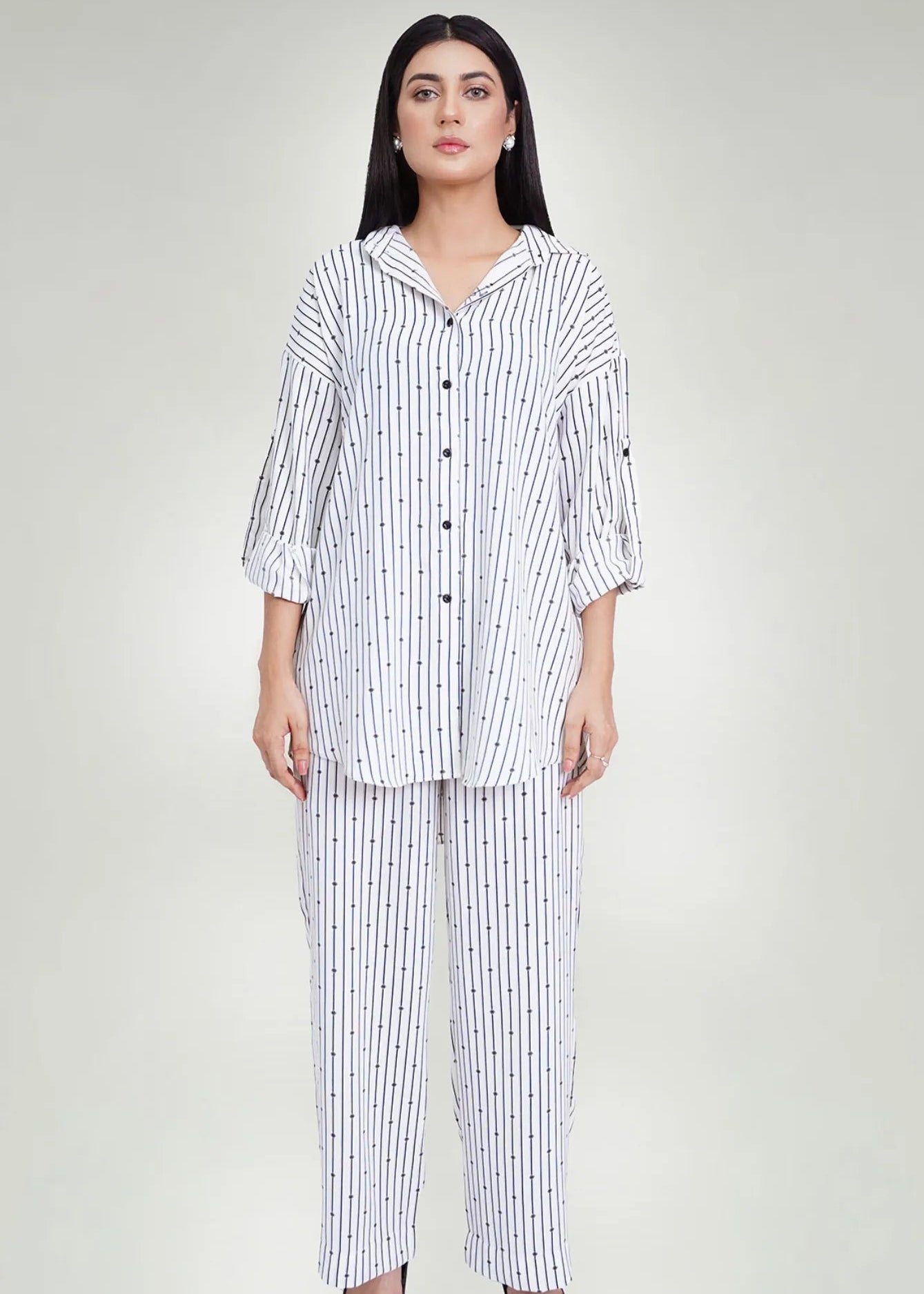 CO-ORD SET WHITE PRINTED - LDS-7016