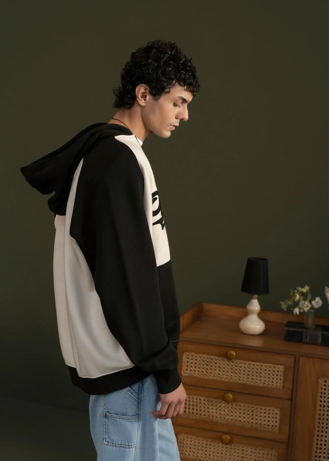 PULL OVER HOODIE KNITTED BLACK & STONE - GTS-B4295