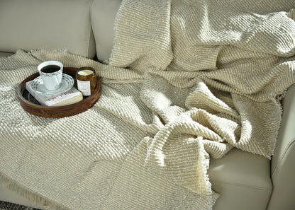 LIGHT TAUPE KNITTED THROW-25 - S-A084