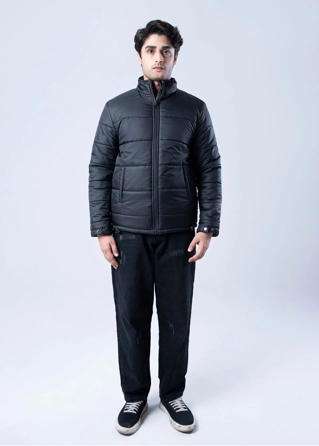 BUBBLE/QUILTED JACKET F/SLV BLACK - GTS-6390