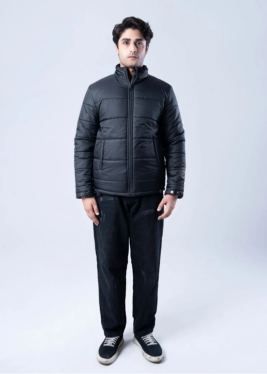 BUBBLE/QUILTED JACKET F/SLV BLACK - GTS-6390