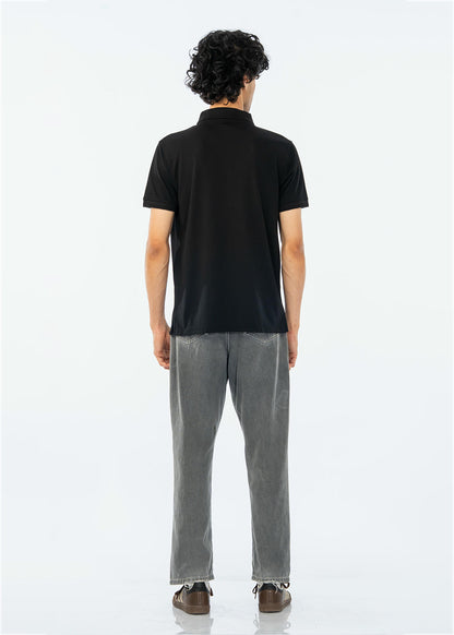 POLO SHIRT COTTON PIQUE BLACK - GTS-B4335