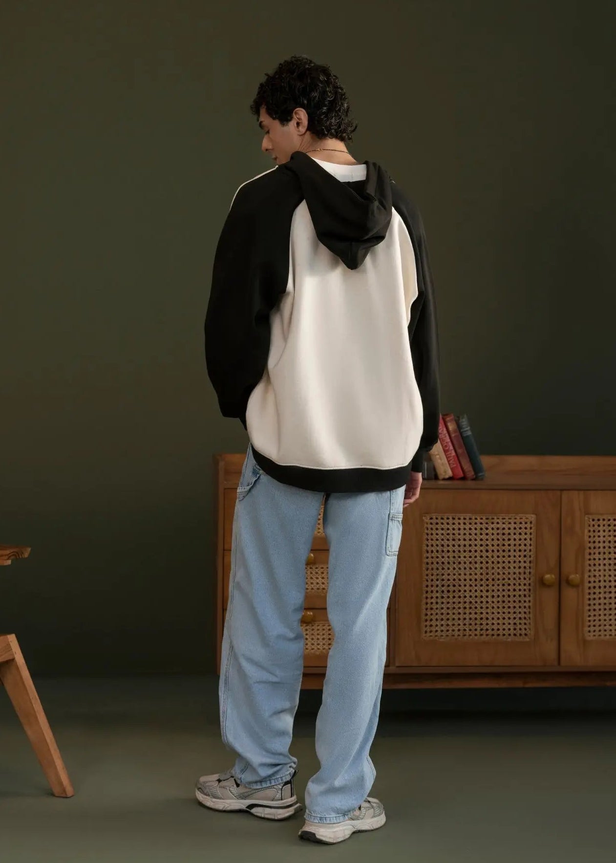 PULL OVER HOODIE KNITTED BLACK & STONE - GTS-B4295