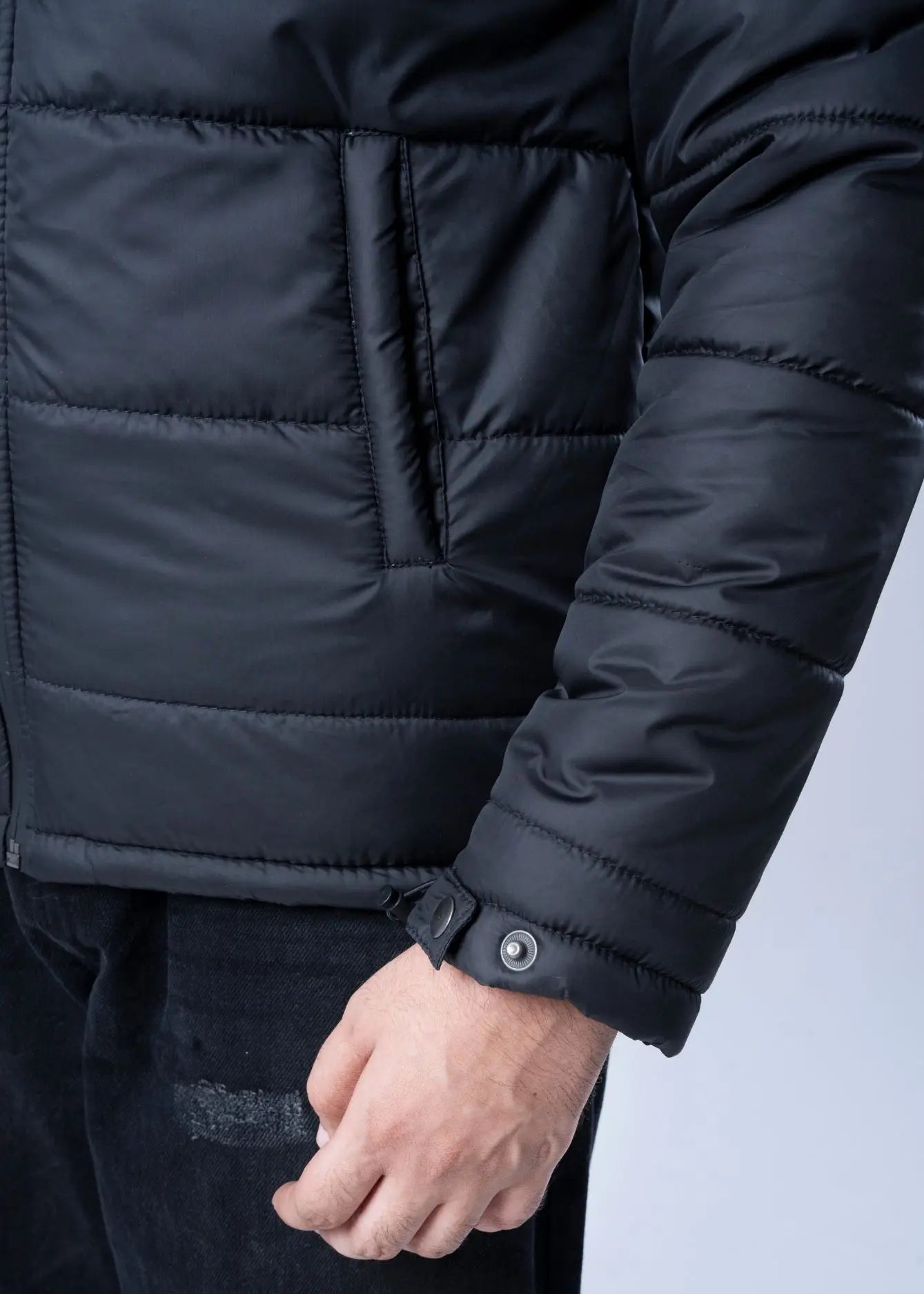 BUBBLE/QUILTED JACKET F/SLV BLACK - GTS-6390