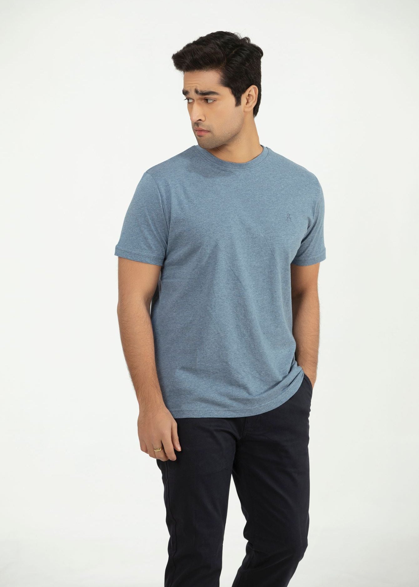 Picture of GTS-B4051-24 T-SHIRT H/SLV BLUE MARL - Chenone Official - Online Shopping