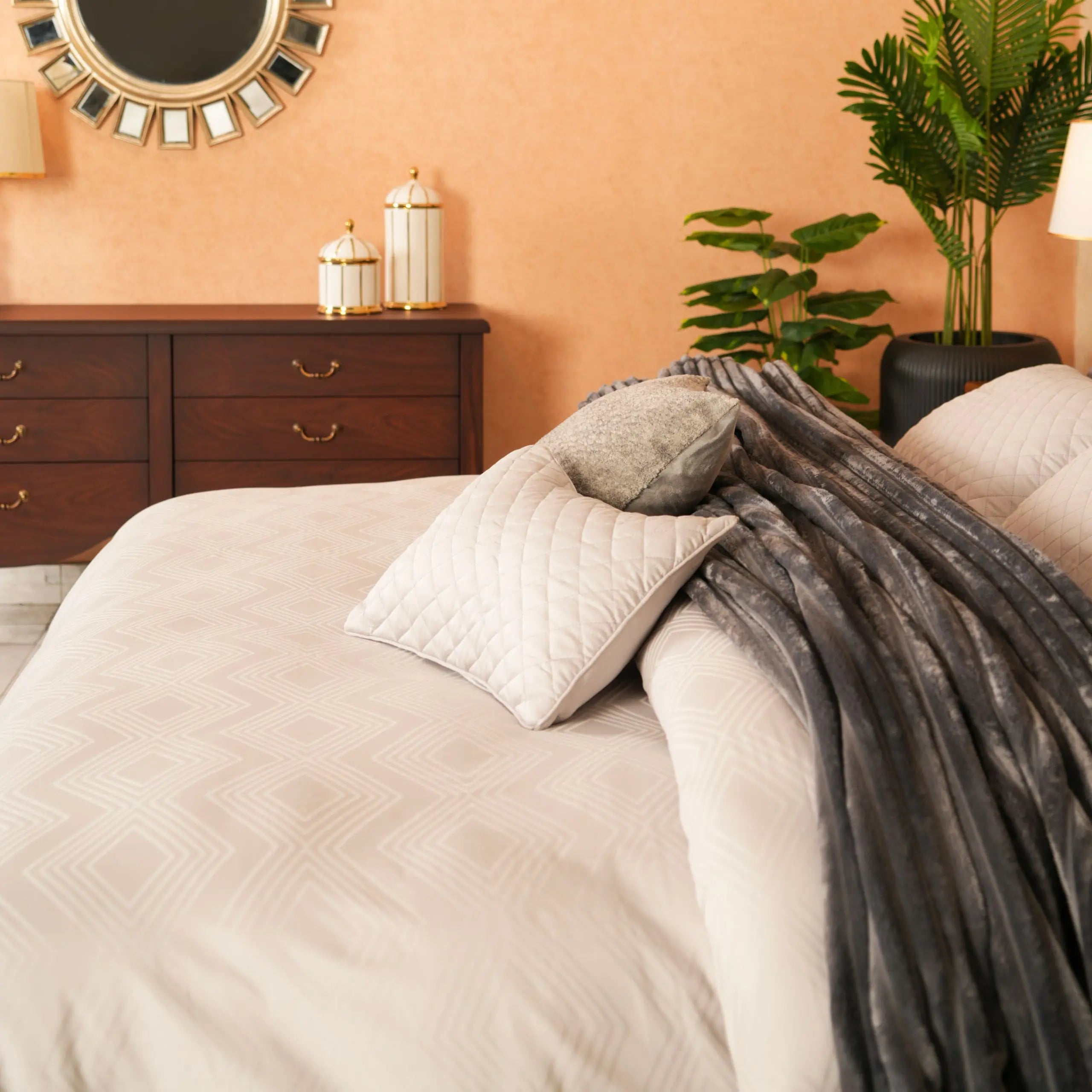 7 Pcs Duvet Cover Set Silver | ChenOne Home Textile