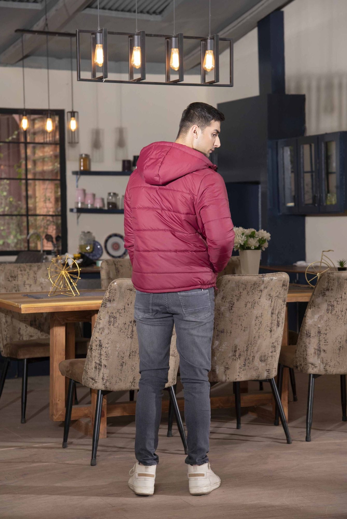 Picture of GTS-6388 FASHION JACKET F/SLV WITH HOODIE MAROON - Chenone Official - Online Shopping