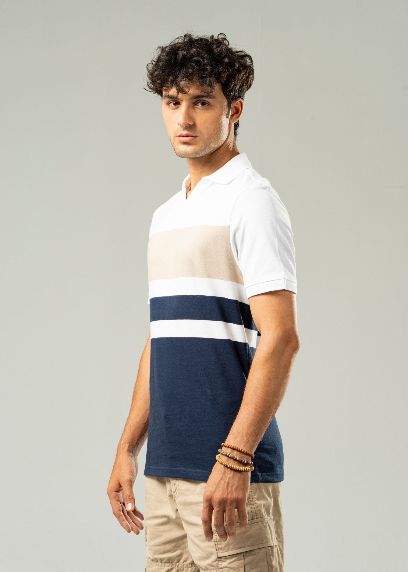 Picture of GTS-B4227 POLO SHIRT H/SLV BLUE STRIPE - Chenone Official - Online Shopping