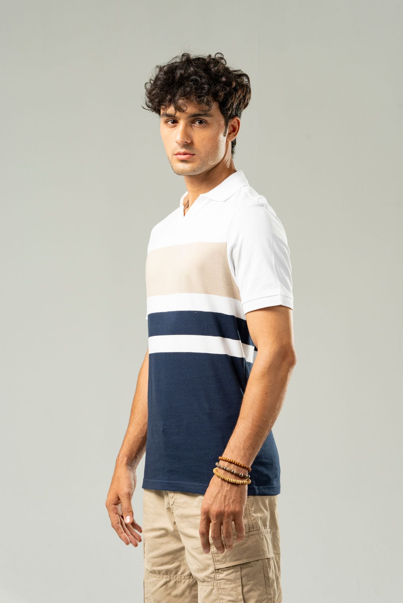Picture of GTS-B4227 POLO SHIRT H/SLV BLUE STRIPE - Chenone Official - Online Shopping