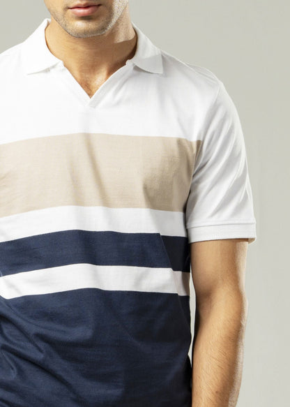 Picture of GTS-B4227 POLO SHIRT H/SLV BLUE STRIPE - Chenone Official - Online Shopping