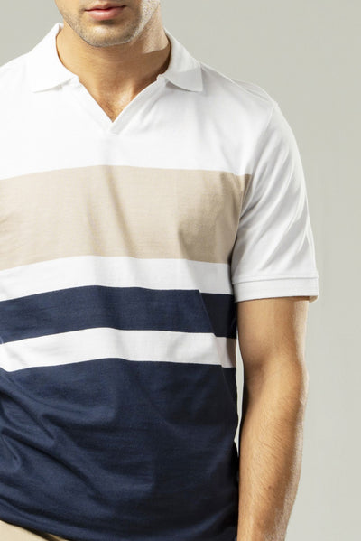 Picture of GTS-B4227 POLO SHIRT H/SLV BLUE STRIPE - Chenone Official - Online Shopping