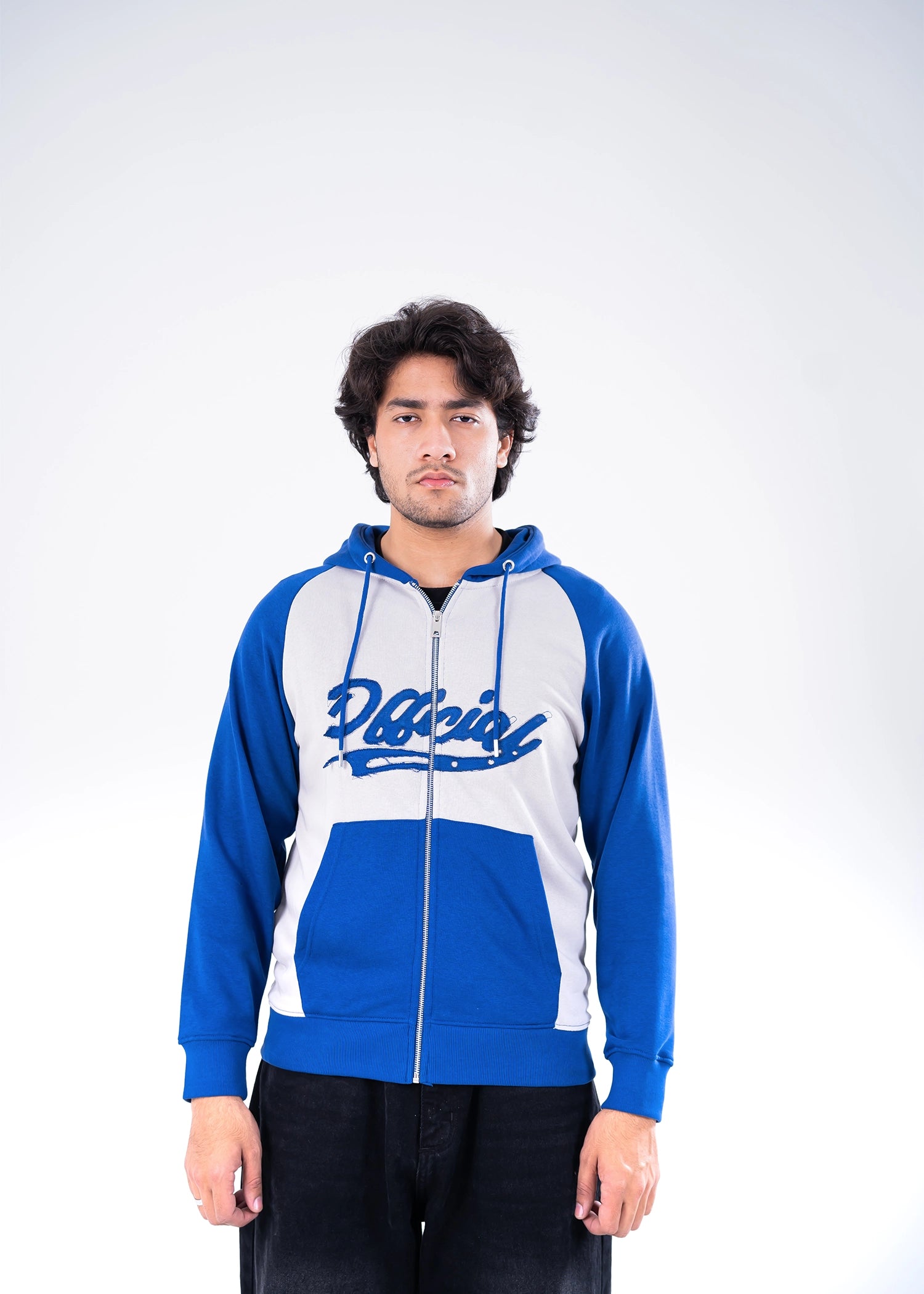 PULL OVER HOODIE KNITTED NAVY & GREY - GTS-B4295