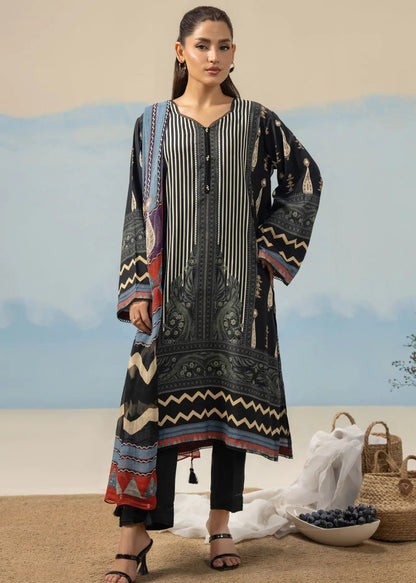 3 PCS SUIT BLACK PRINTED - LDS-6960