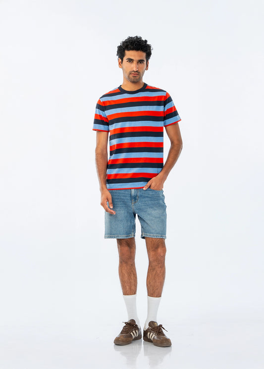 T-SHIRT NAVY/RED STRIPE - GTS-B4344
