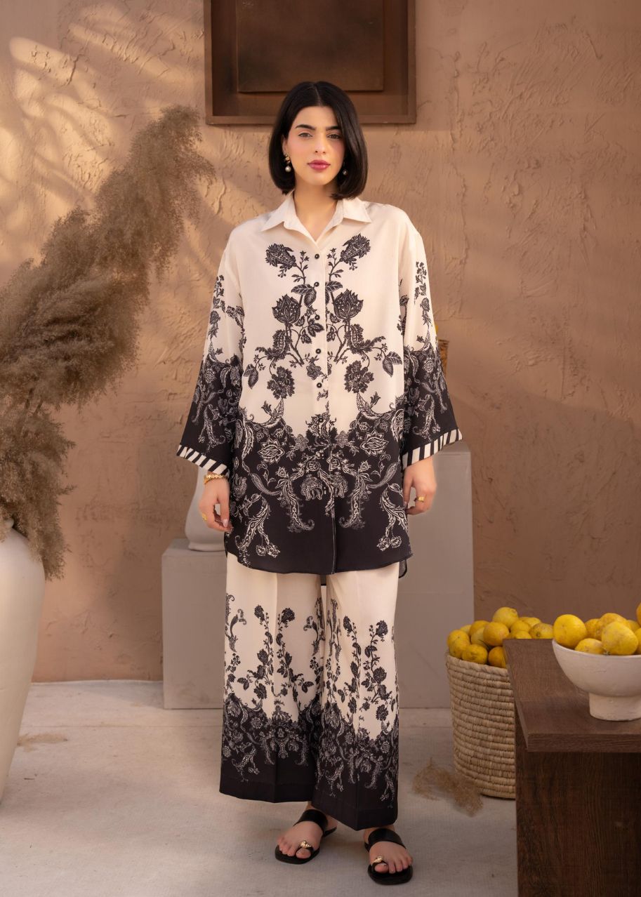 CO-ORD SET BLACK AND WHITE PRINTED LDS-7172