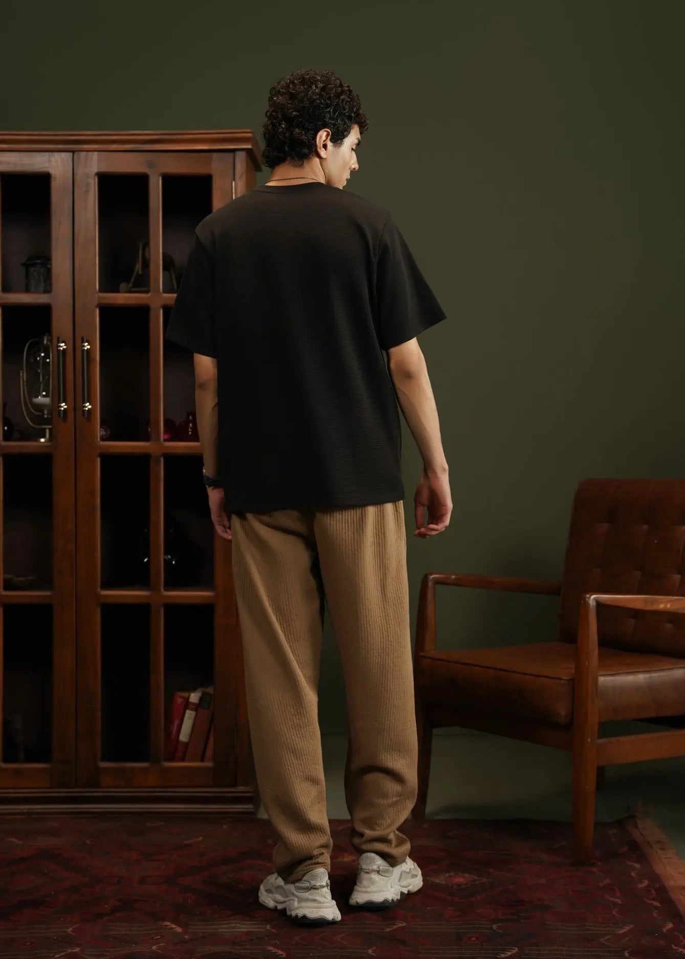 T-SHIRT WAFFLE KNIT BLACK - GTS-B4314