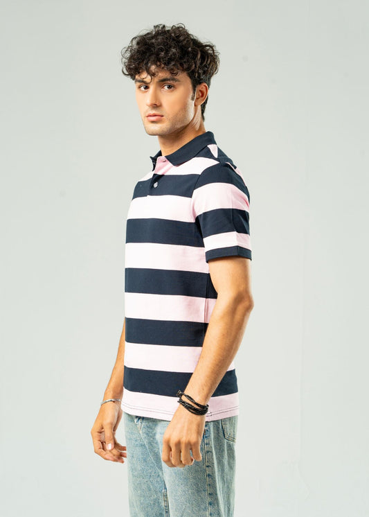 Picture of GTS-B4226 POLO SHIRT H/SLV PINK STRIPE - Chenone Official - Online Shopping